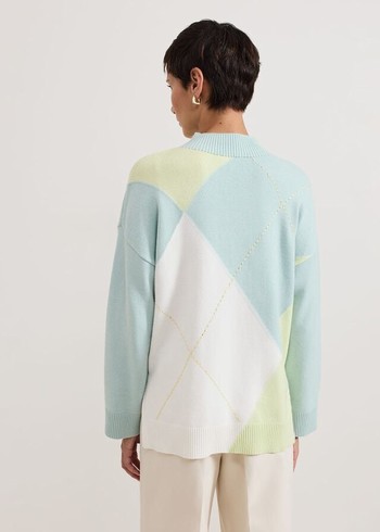 Phase Eight Darla Argyle Knitwear Light Green Canada | SYMQFW-408